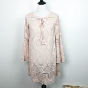 Anthropologie Floreat Esme Bell Sleeve Pink Dress